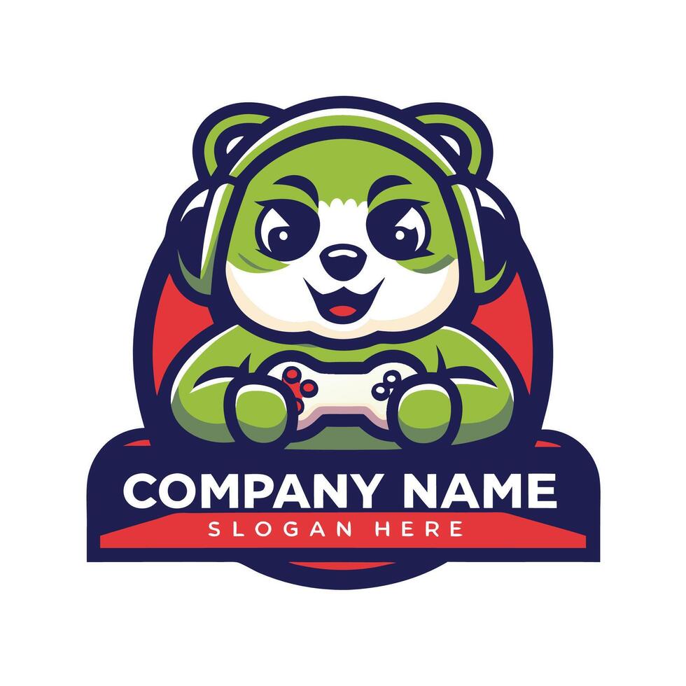 a cartoon bear playing games with a controller on a white background vector
