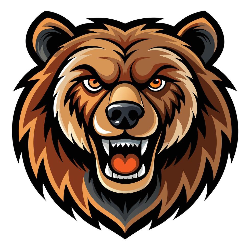 the head of a grizzly bear is shown on a white background vector