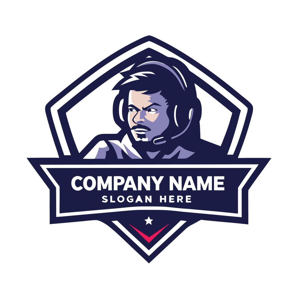 a man in a headset with a beard anon a white background vector