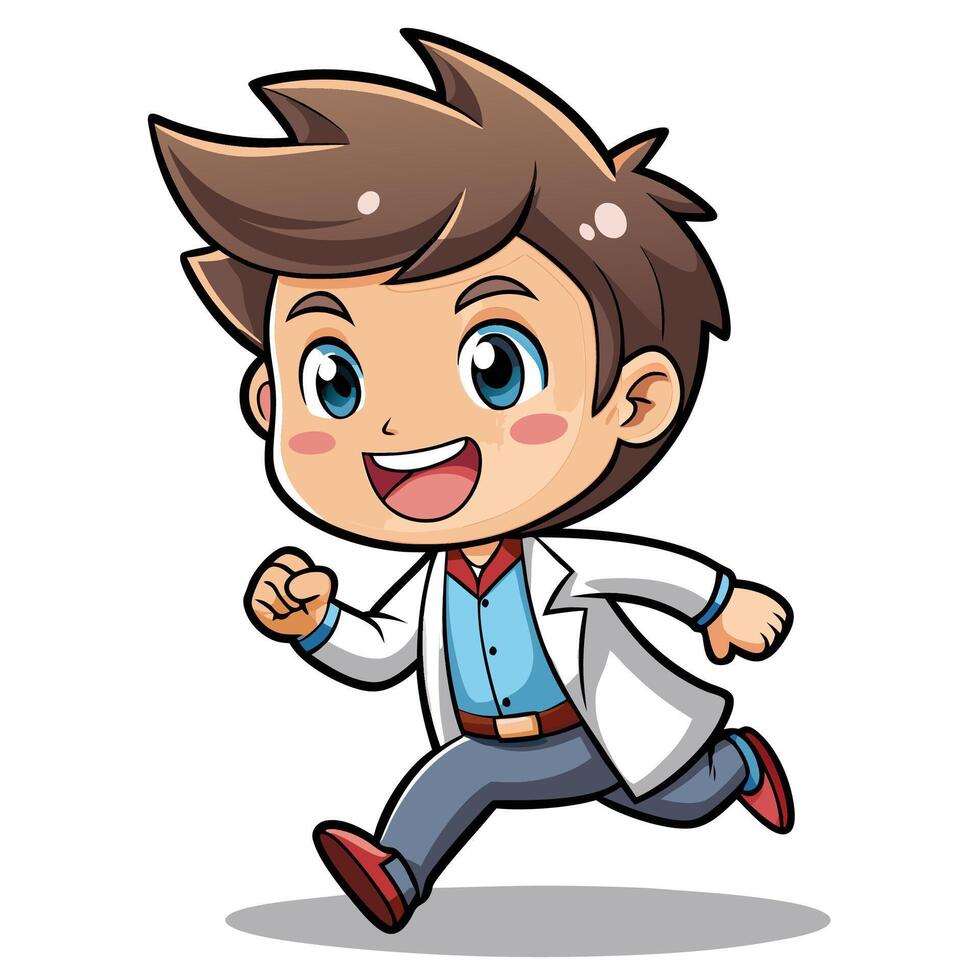 cartoon doctor running illustration on a white background vector
