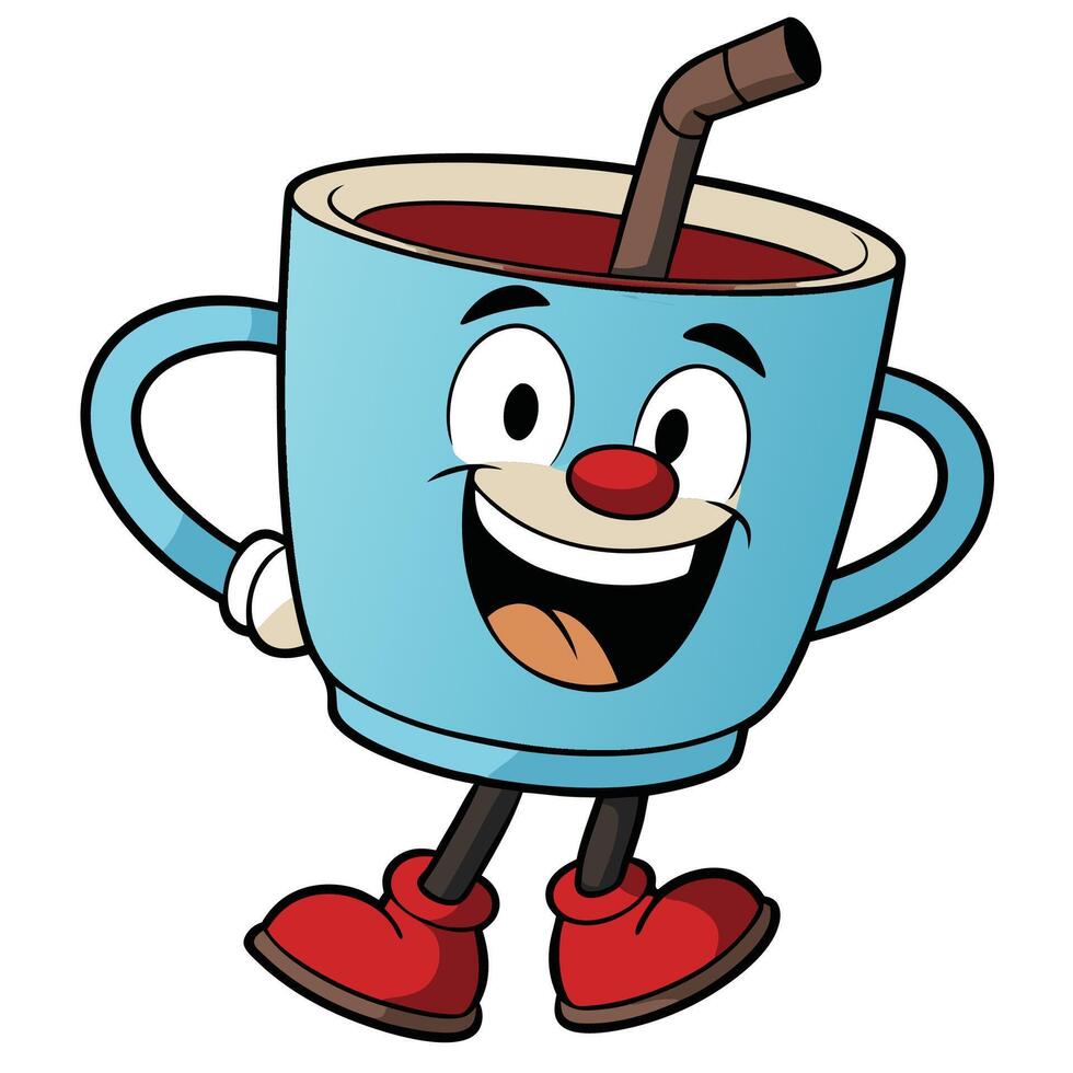 a cartoon cup with a straw and a smile vector