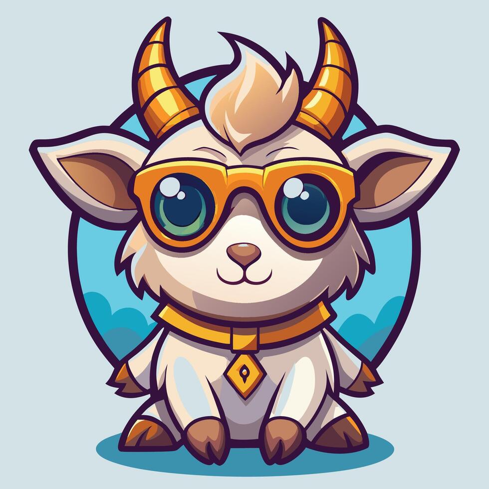 cartoon goat wearing sunglasses and holding a horn vector
