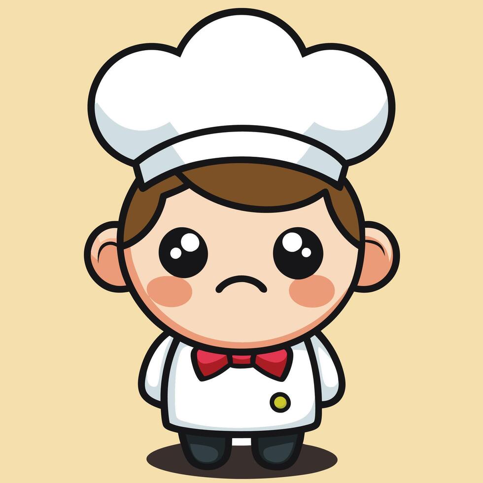 cartoon chef character with a sad expression on a white background vector