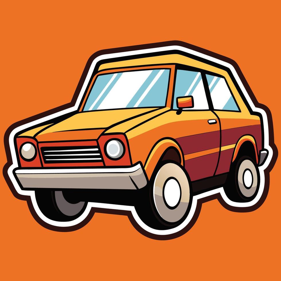cartoon car on orange background on a orange background vector