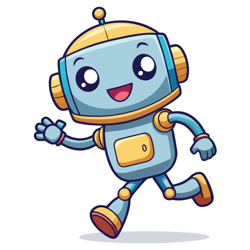 cute robot illustration on a white background vector