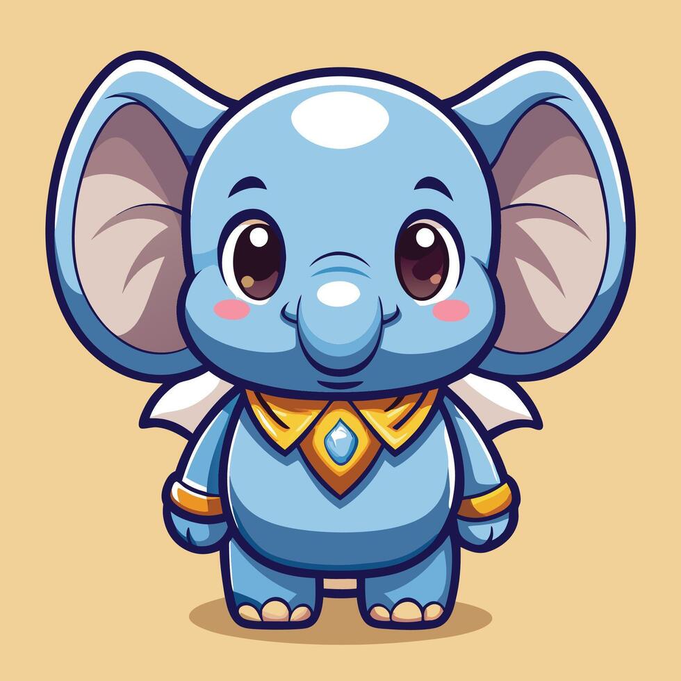 cartoon elephant with wings and a gold collar vector