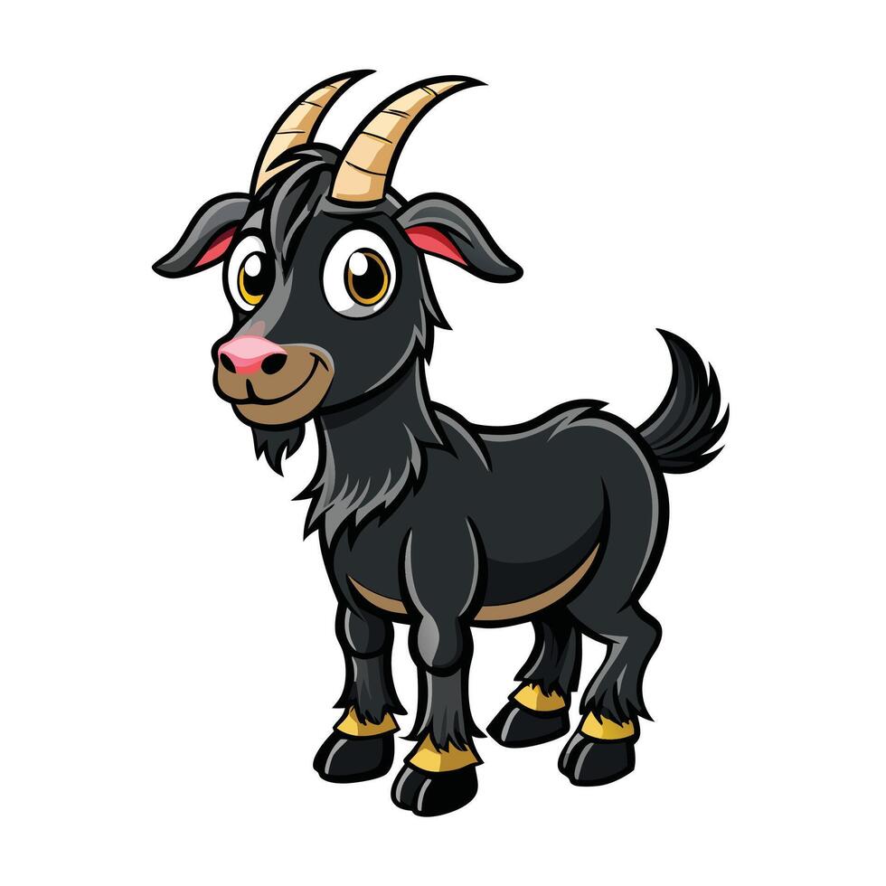 black a cartoon goat with horns and horns vector