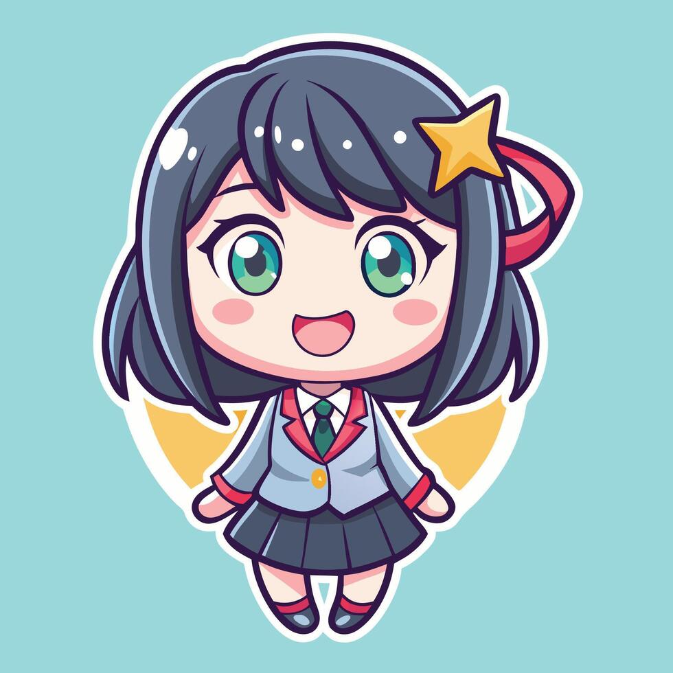 a cartoon girl in school uniform with a star on her head vector