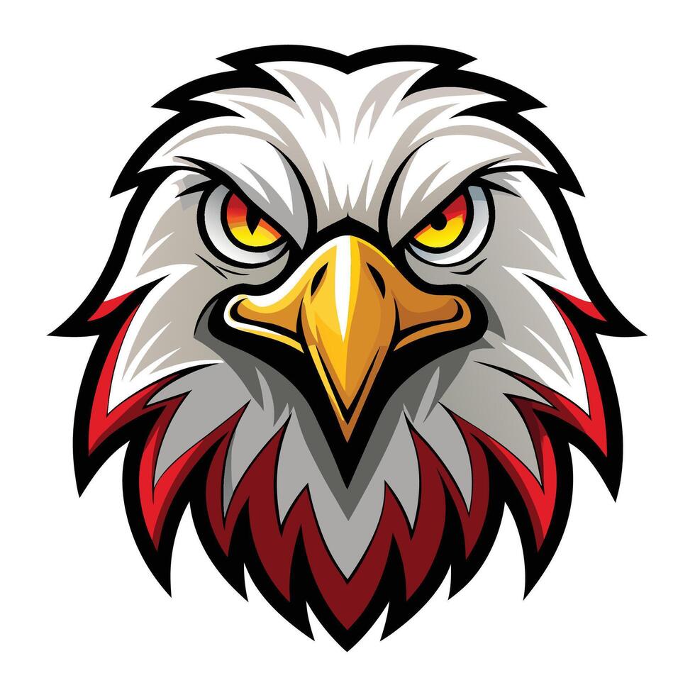 an eagle head with red and white feathers on a white background vector