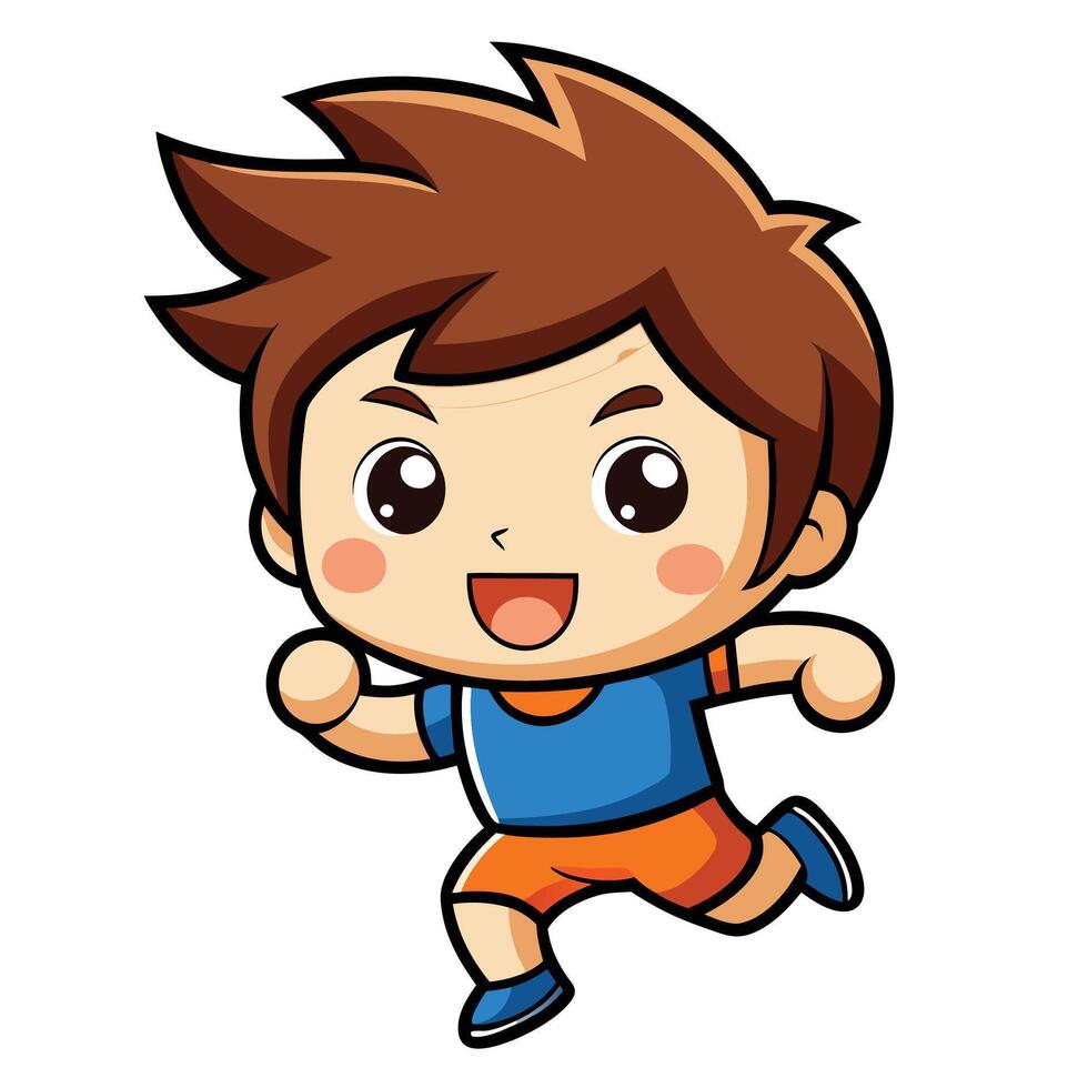 cartoon boy running kawaii cute vector