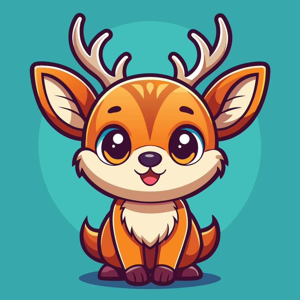 cute cartoon deer orange illustration vector