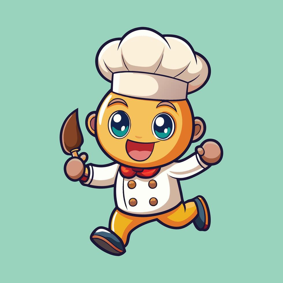 a cartoon character in a chef's uniform holding a knife vector