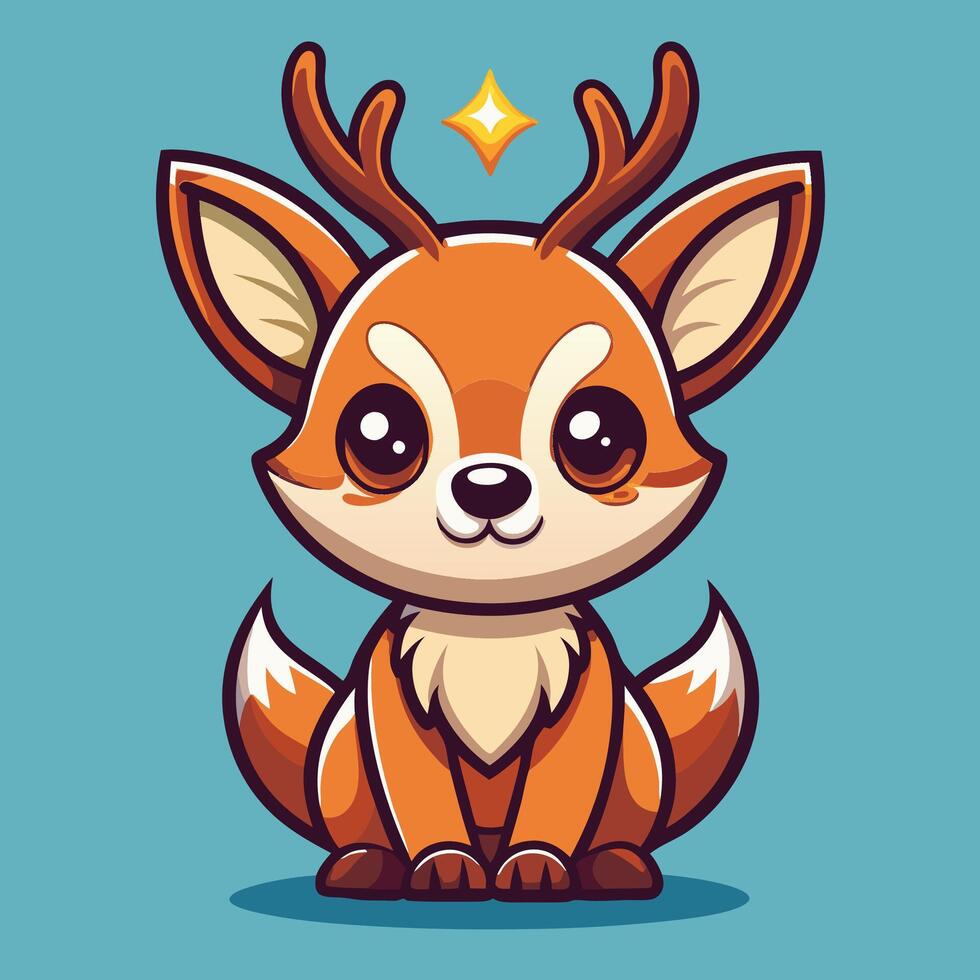 cute cartoon deer with horns and antlers vector
