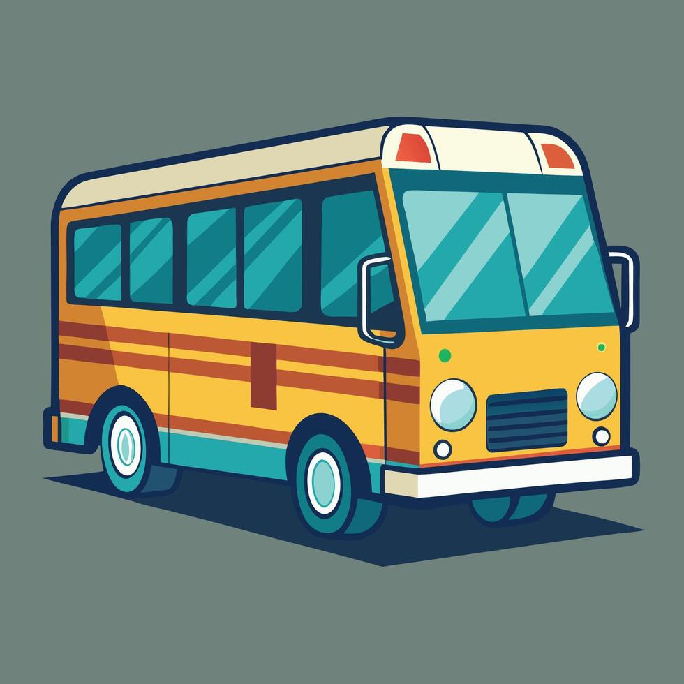 cute a cartoon bus on a gray background vector