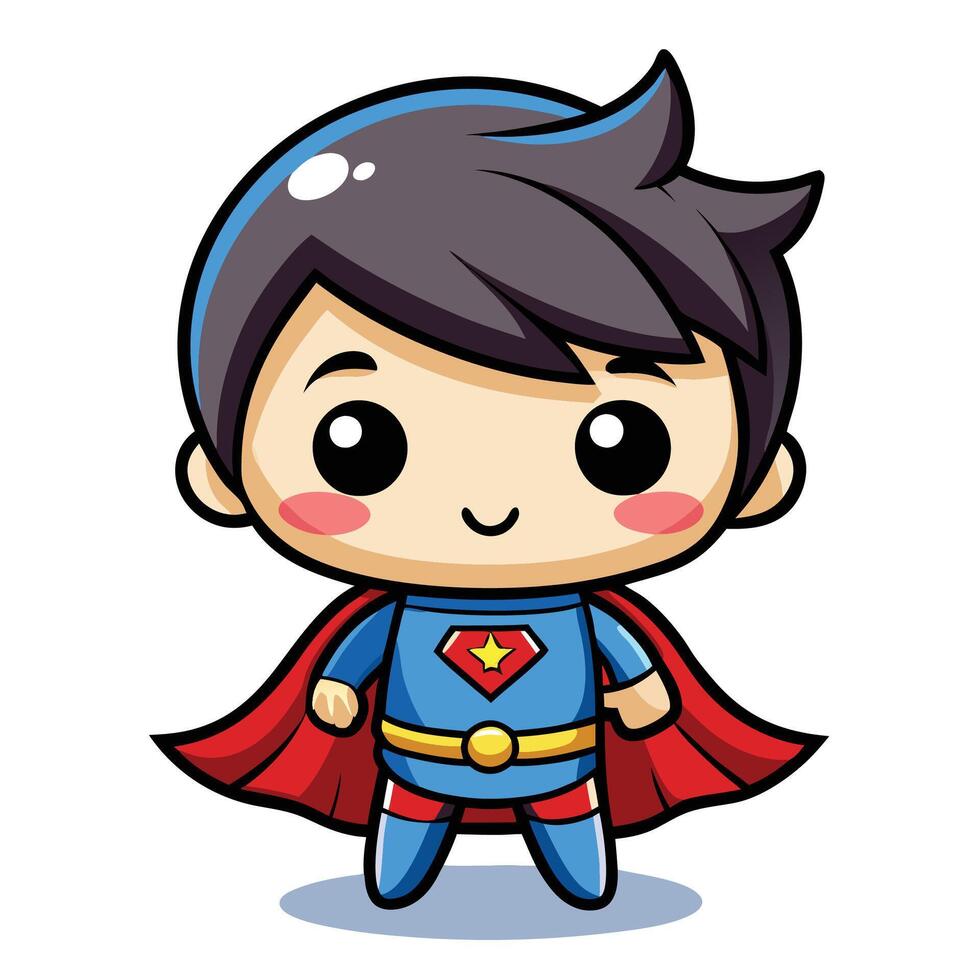 cute superhero boy in cartoon style vector