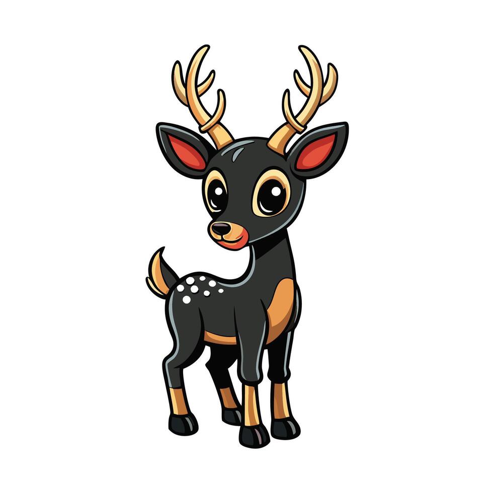 a cartoon deer with big horns on a white background vector