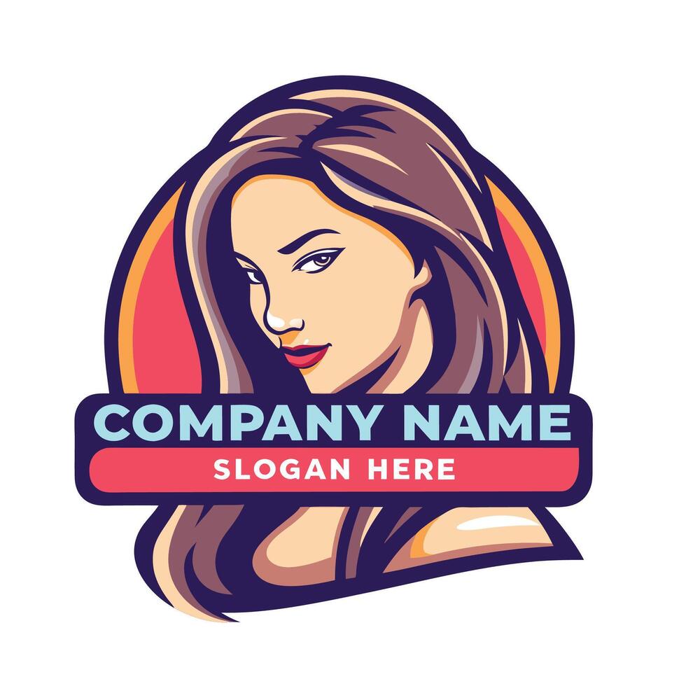 a woman's face with long hair and a red background vector