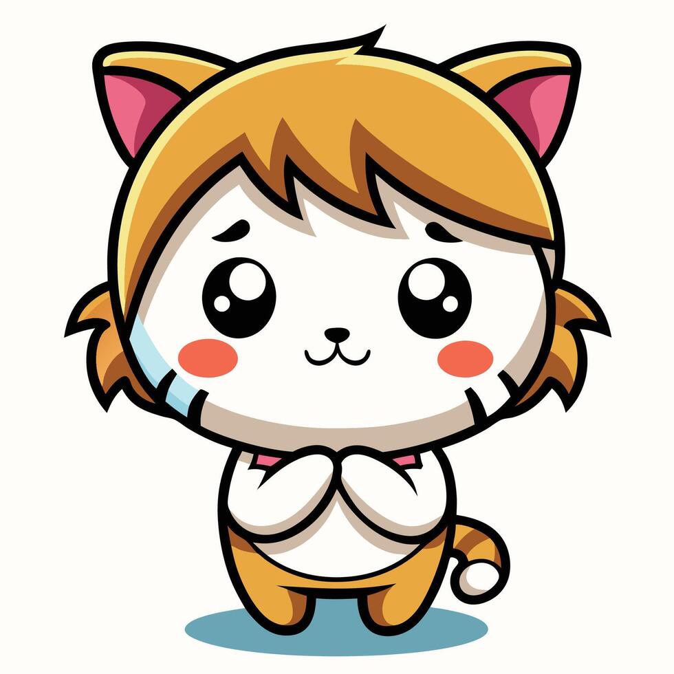 a cartoon cat with a big smile on its face vector