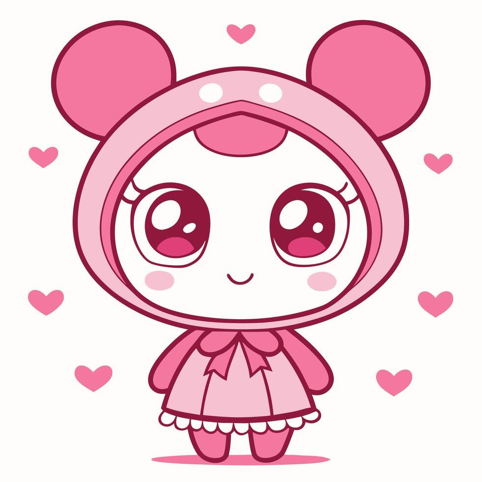 pink a cartoon character in a pink dress and a heart vector
