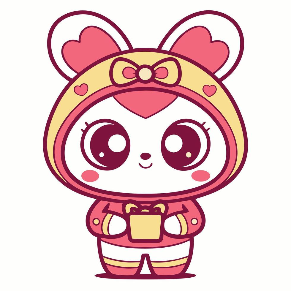 a cute little bunny in a pink and yellow outfit vector