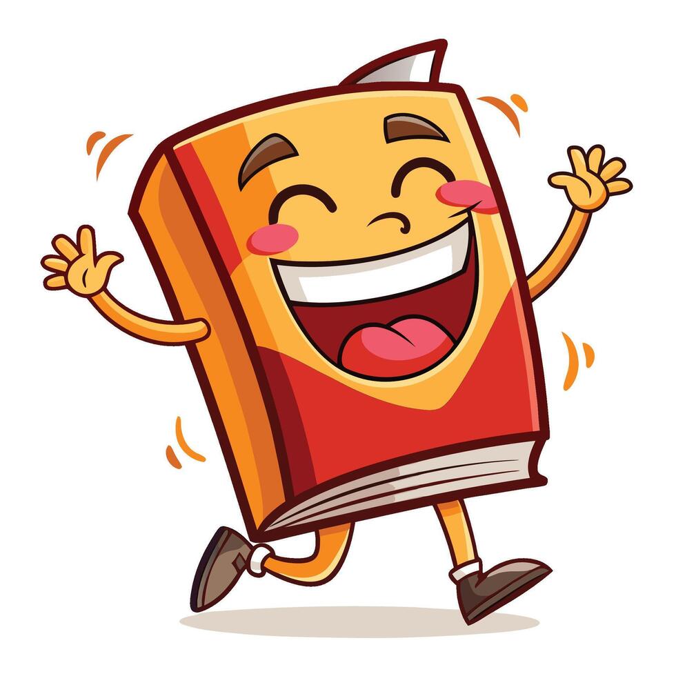 cute cartoon book character running vector