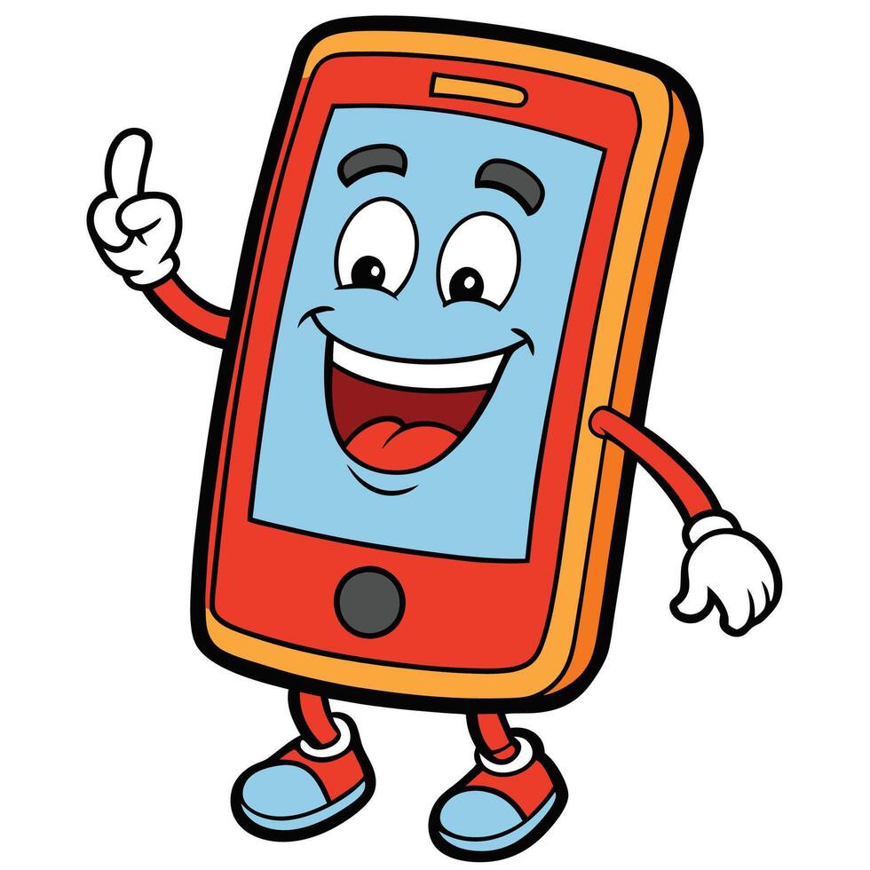 smartphone cartoon character vector