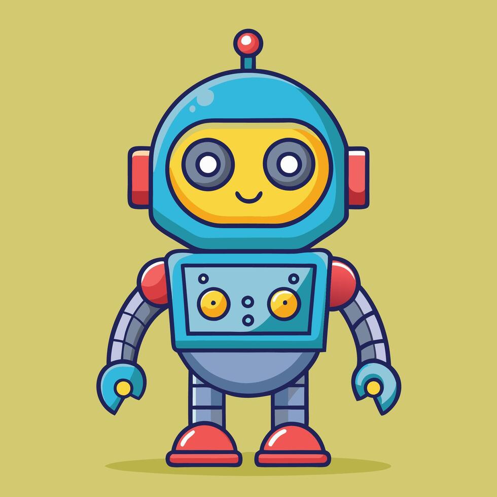 cartoon robot with blue and yellow eyes vector