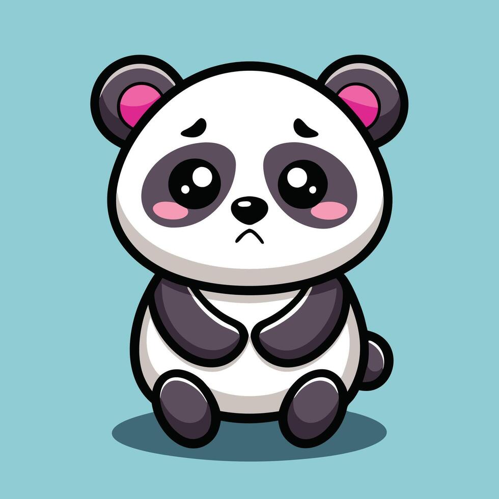 a cartoon panda bear sitting down with its eyes closed on a white background vector