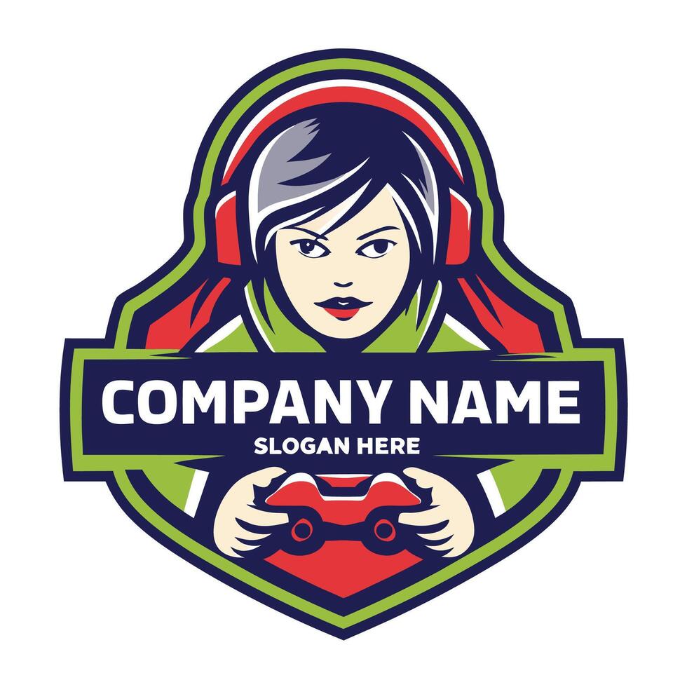 a girl holding a remote control car logo vector