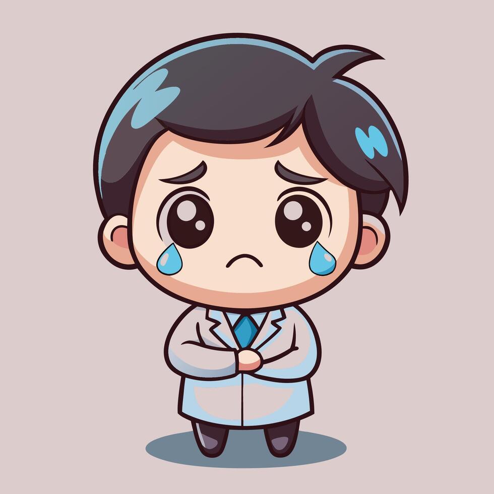doctor crying on a white background vector