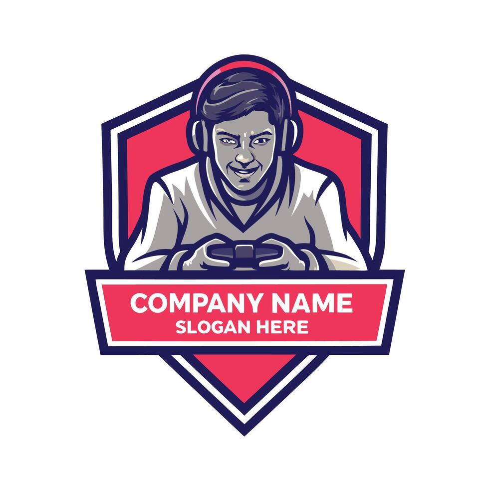 a man playing a game on a controller on a white background vector