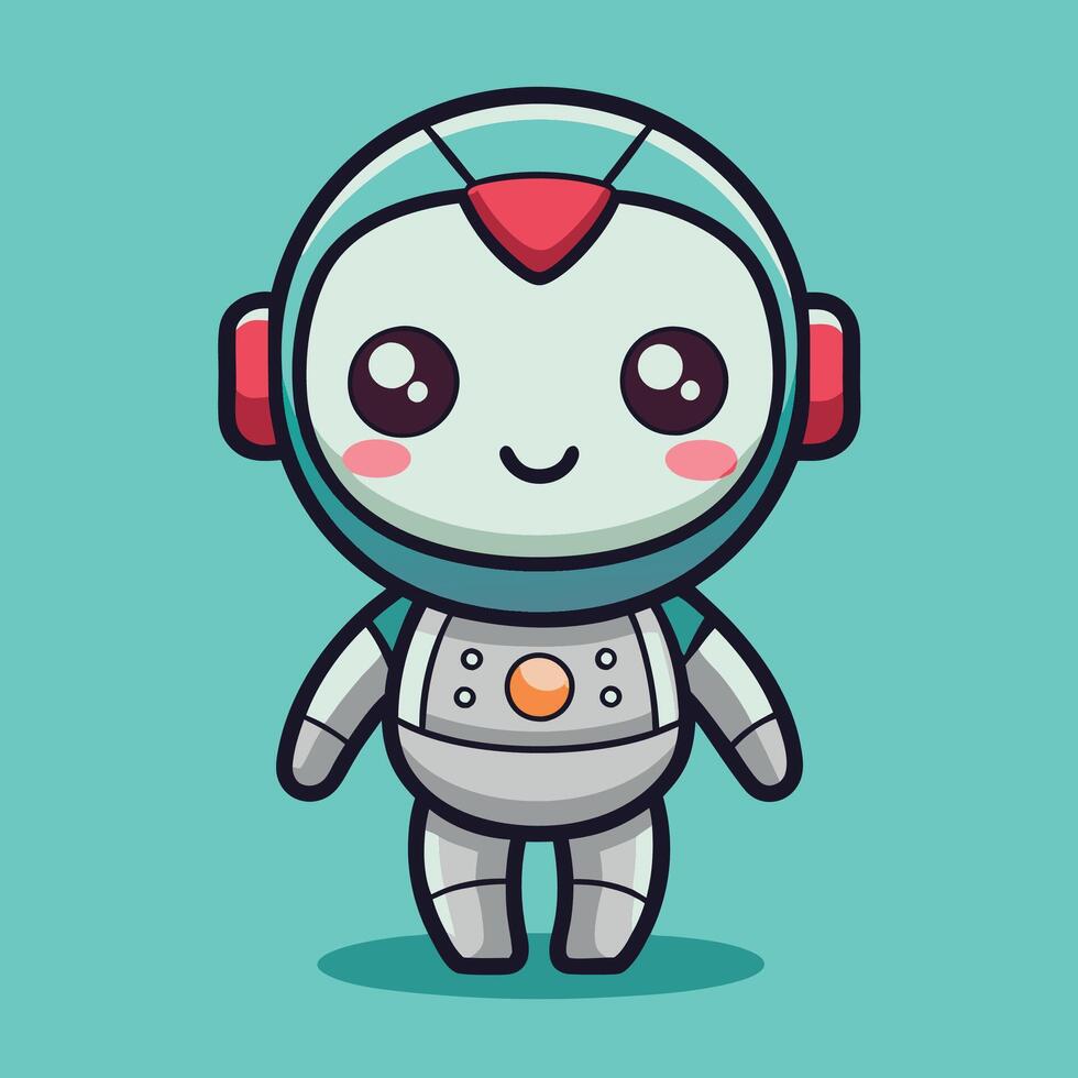 cute robot illustration on a green background vector