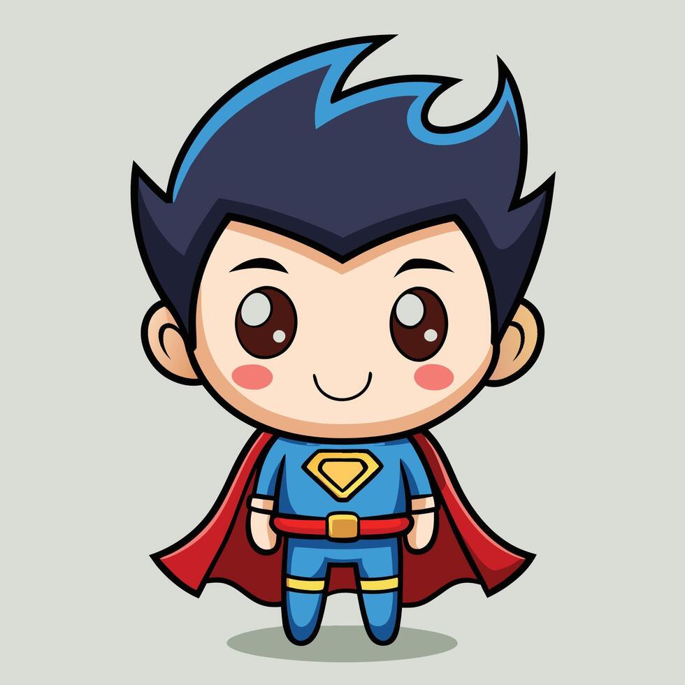 cute superhero boy illustration vector