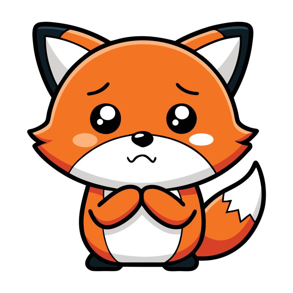 a cartoon fox with sad eyes vector