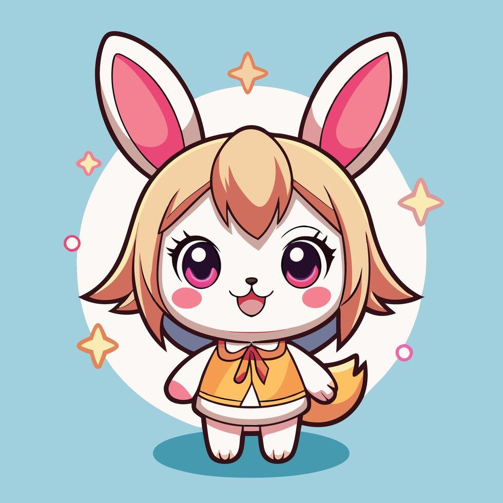 a cute little bunny with big ears vector