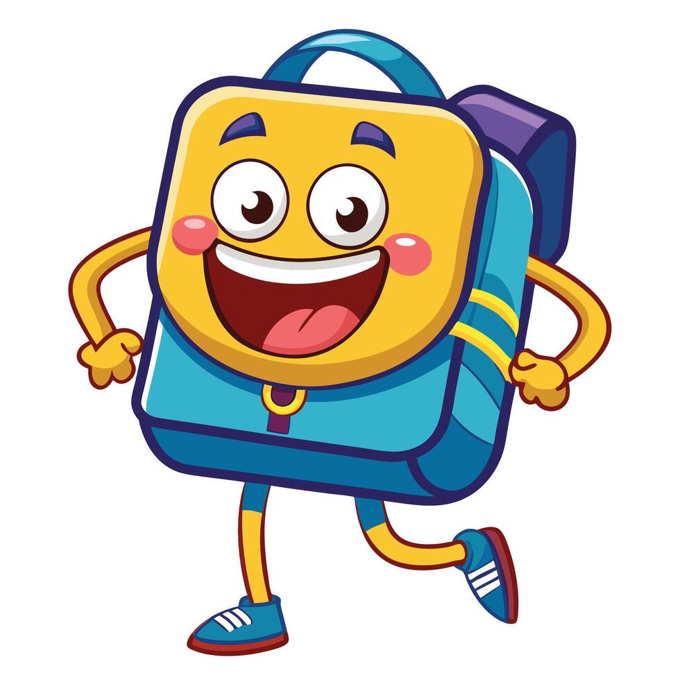 kawai school bag character illustration vector