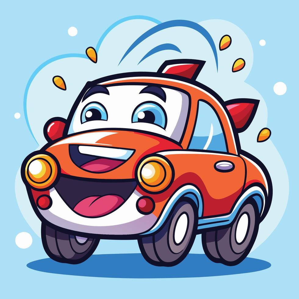 cartoon car with a smile on its face vector