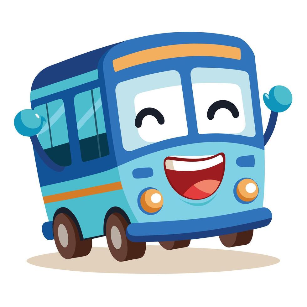 cartoon bus with happy face vector