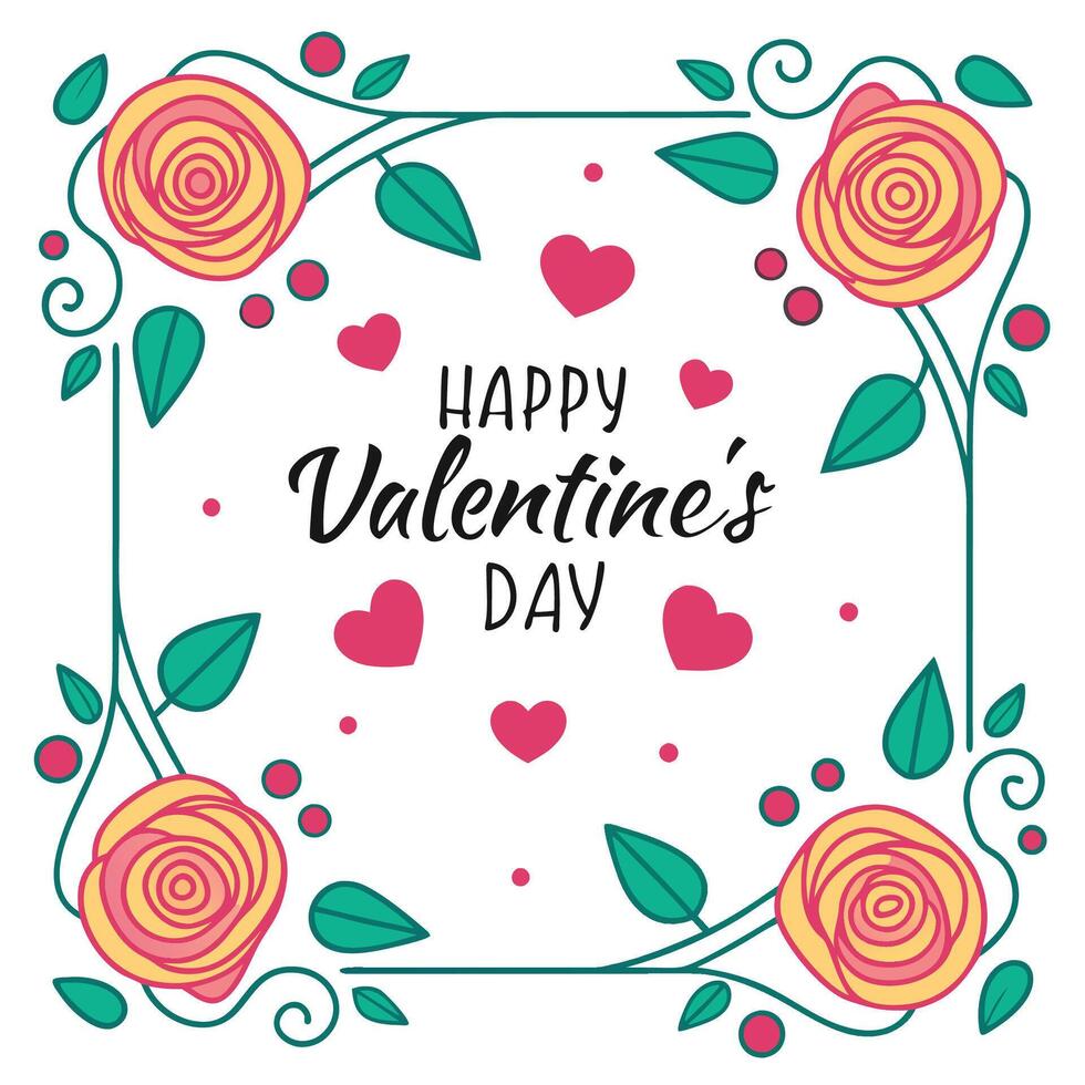valentine's day card with roses on a white background vector