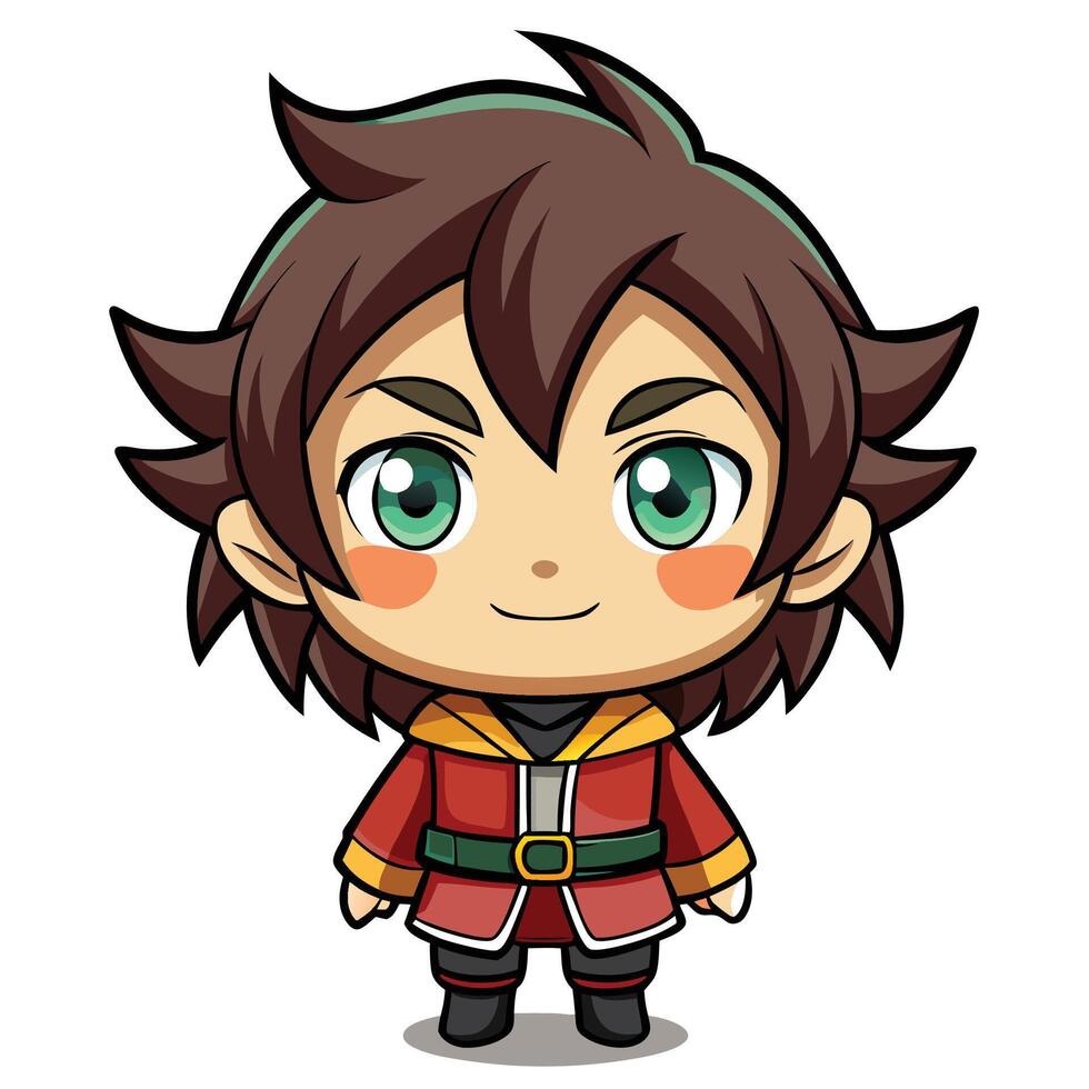 a cartoon character with green eyes and brown hair chocolate vector