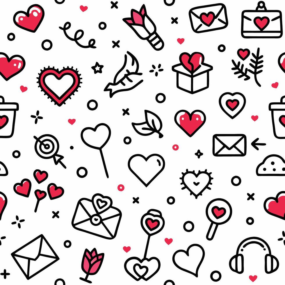 valentine's day seamless pattern with hearts on a white background vector