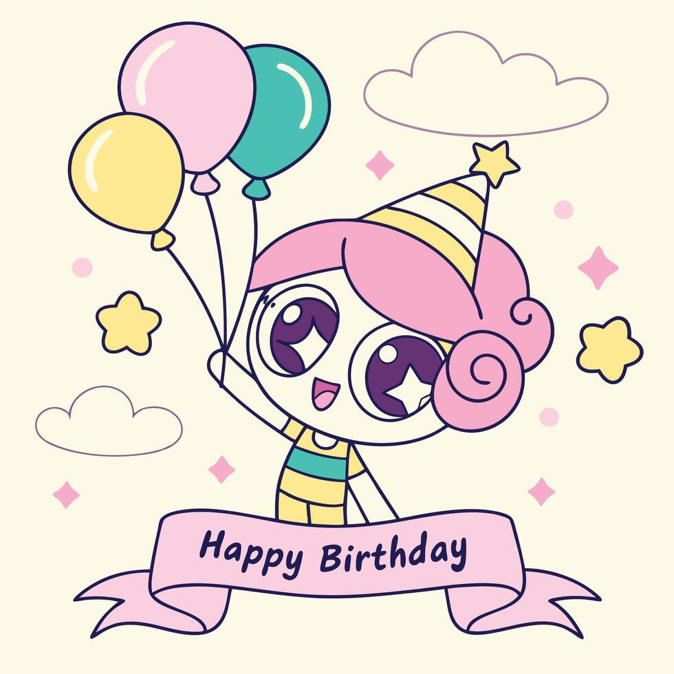 happy birthday card with on a white background vector