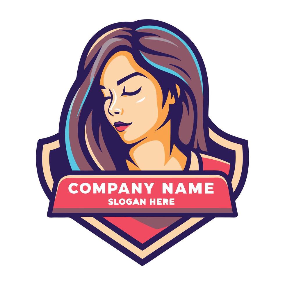a woman's face with a red and blue background vector