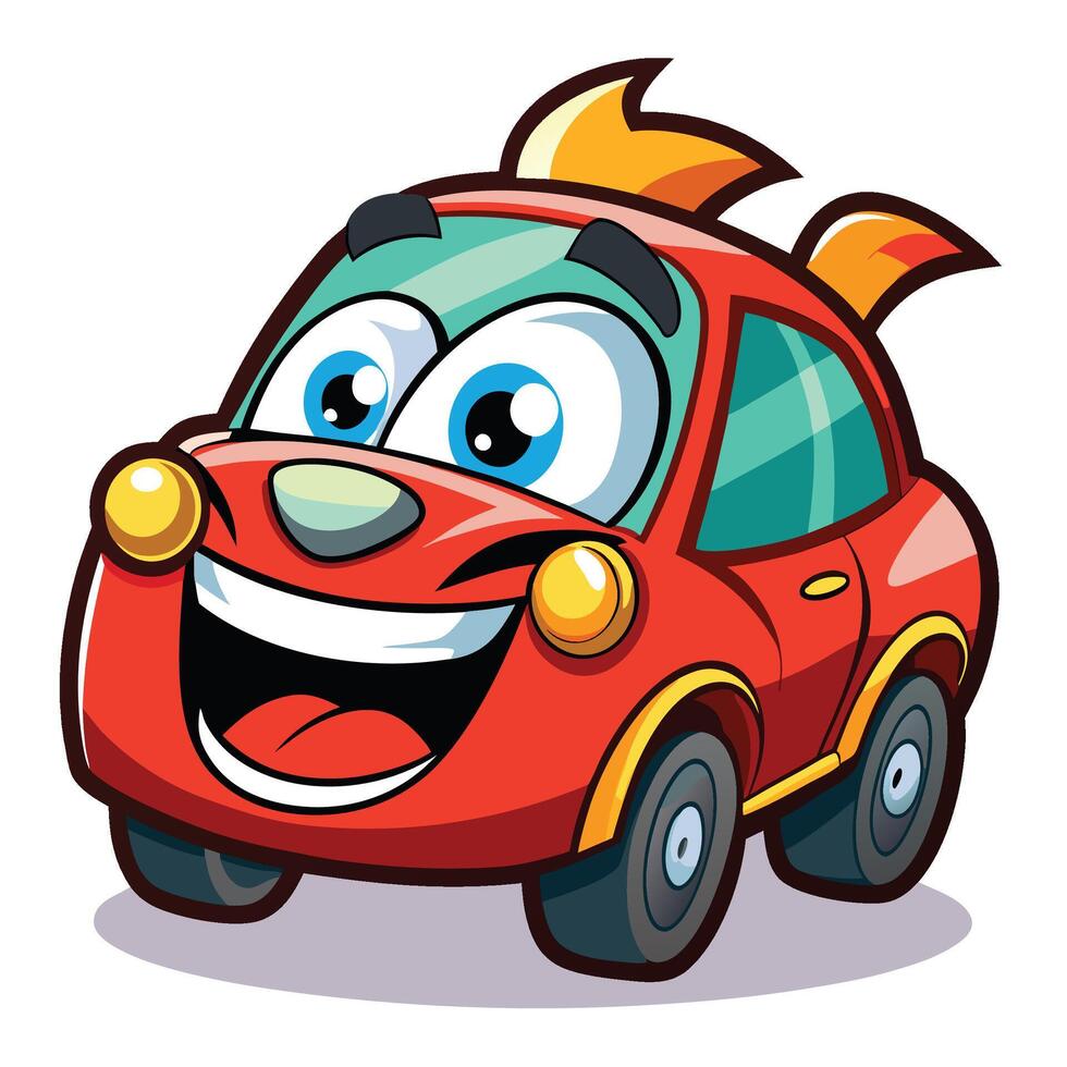 cartoon car with a smile illustration vector