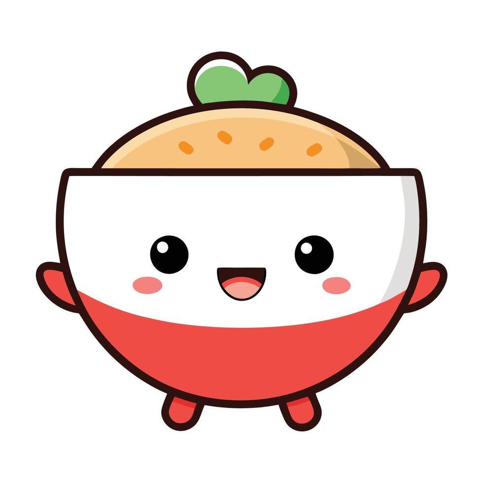 a cartoon character holding a bowl of rice vector