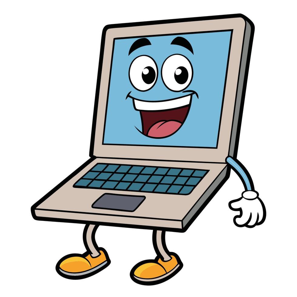 laptop cartoon character illustration vector