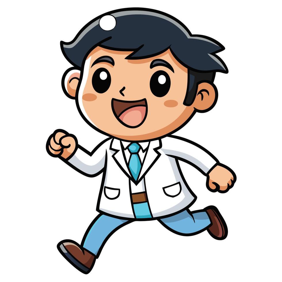 cartoon doctor running vector