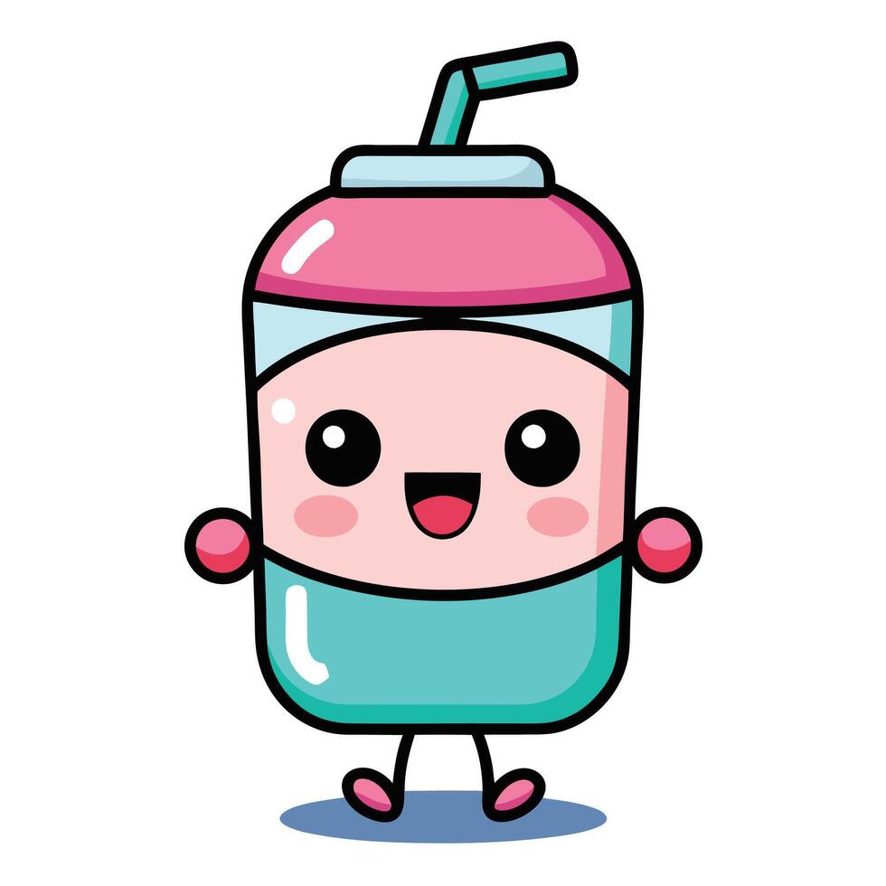 a cartoon drink with a smiley face vector