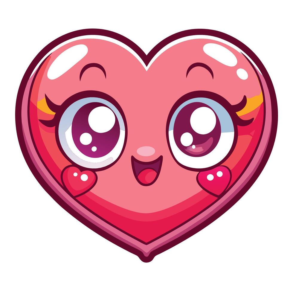 a cartoon heart with big eyes and a big smile vector