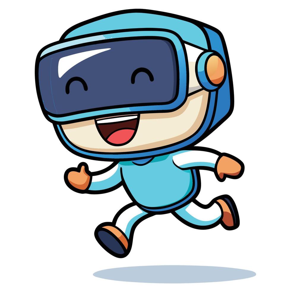 a cartoon character wearing a virtual reality helmet vector